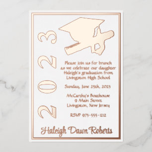 Cap & Diploma, White & Rose Gold Graduation