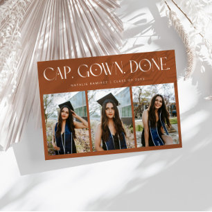 Cap. Gown. Done. Multi Photo Terracotta Graduation Announcement