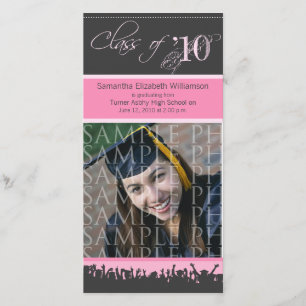 Cap & Gown Graduation Photo Announcement (pink)