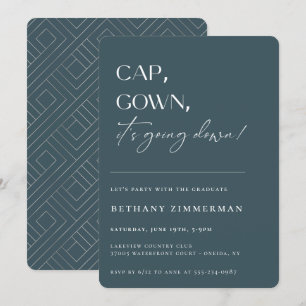 Cap Gown It's Going Down Graduation Party Invitation