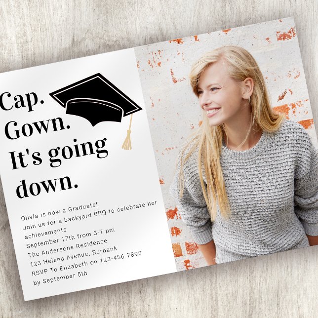 Cap Gown It's Going Down Photo Graduate Invitation (Creator Uploaded)