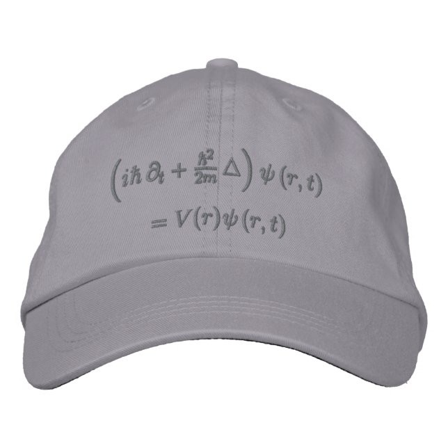 Cap, Schrodinger equation, Dark Grey Embroidered Hat (Front)