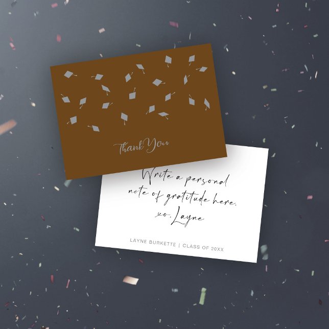Cap Toss Brown & Grey Thank You Card (Creator Uploaded)