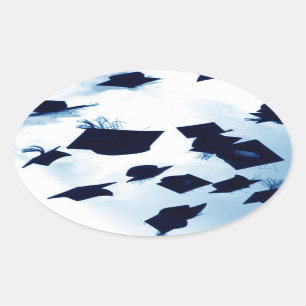 Cap Toss Graduation Oval Sticker