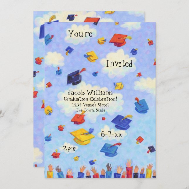 Cap Toss Graduation Party Invitation (Front/Back)