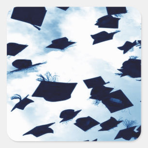 Cap Toss Graduation Square Sticker