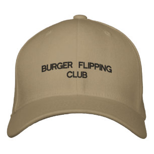 Cap with BURGER FLIPPING CLUB on the front.