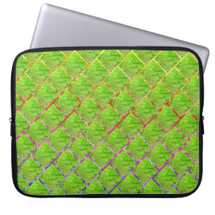 Capa de laptop, quadros verde amadurecido e linhas laptop sleeve