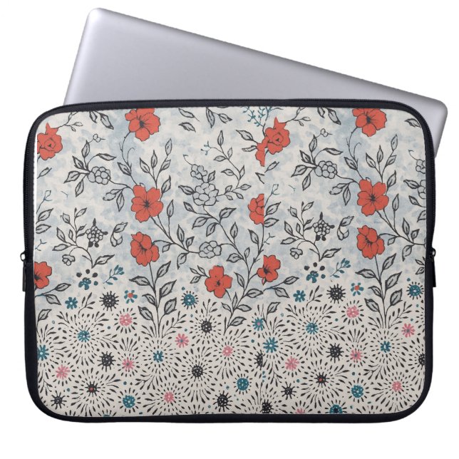 Capa para laptop florais artístico  sleeve (Front)