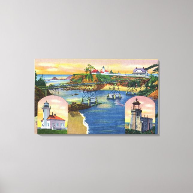Cape Arago Bridge and Lighthouse Mouth Canvas Print (Front)