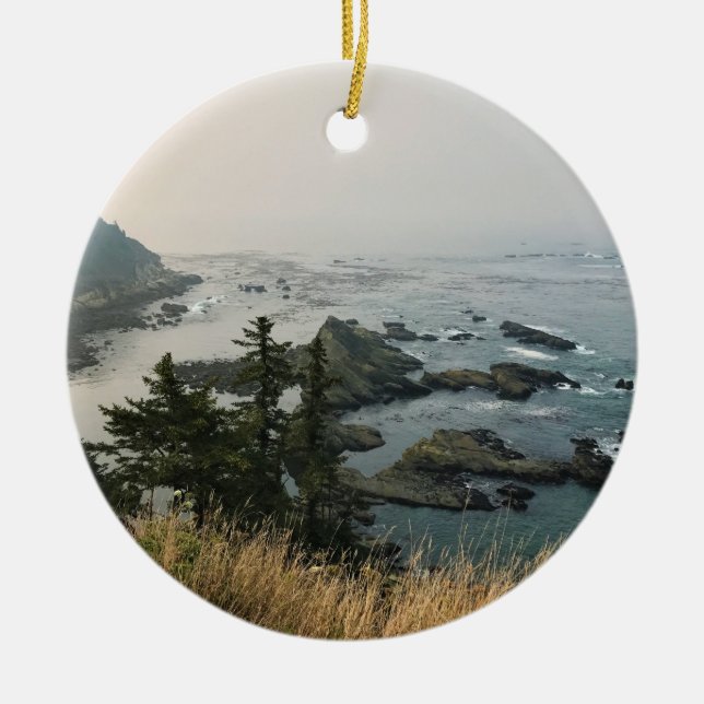 Cape Arago State Park, Oregon Coast Ceramic Tree Decoration (Front)