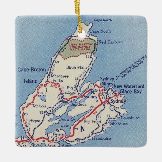 Cape Breton Island Vintage Map Ceramic Ornament (Front)
