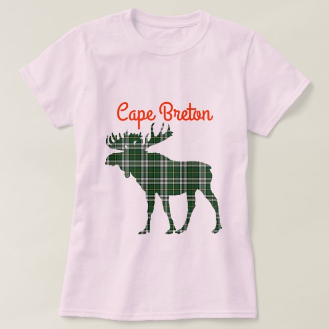 Cape Breton shirt moose tartan pink (Design Front)