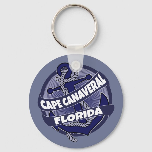 Cape Canaveral Florida anchor swirl keychain (Front)