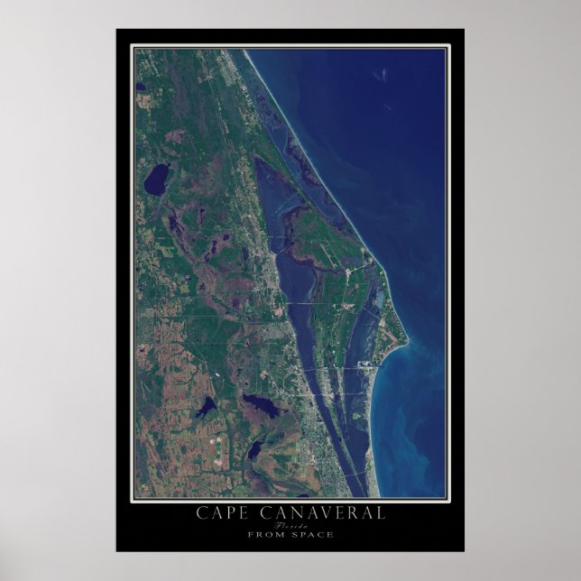 Cape Canaveral Florida From Space Satellite Map Poster (Front)