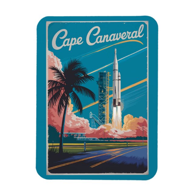 Cape Canaveral Florida Illustration Travel Art Magnet (Vertical)