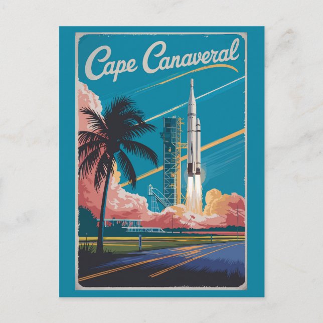 Cape Canaveral Florida Illustration Travel Art Postcard (Front)