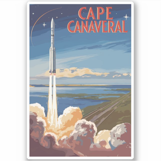 Cape Canaveral Florida Painterly Travel Art Retro (Front)