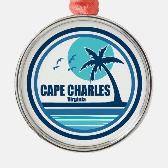 Cape Charles Beach Virginia Palm Tree Birds Metal Tree Decoration (Front)