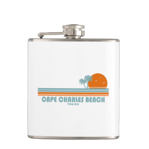 Cape Charles Beach Virginia Sun Palm Trees Hip Flask
