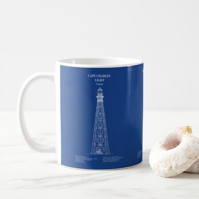 Cape Charles Lighthouse - Virginia - AD Coffee Mug (With Donut)