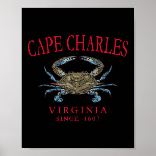 Cape Charles Virginia Blue Crab Since 1607 Arched  Poster