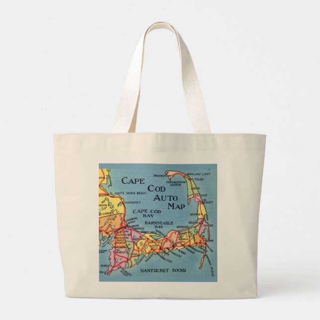 Cape Cod Auto Map Beach Tote (Back)