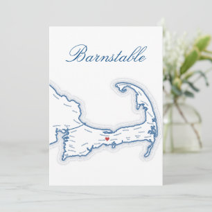 Cape Cod Barnstable Map Wedding Table Name Card