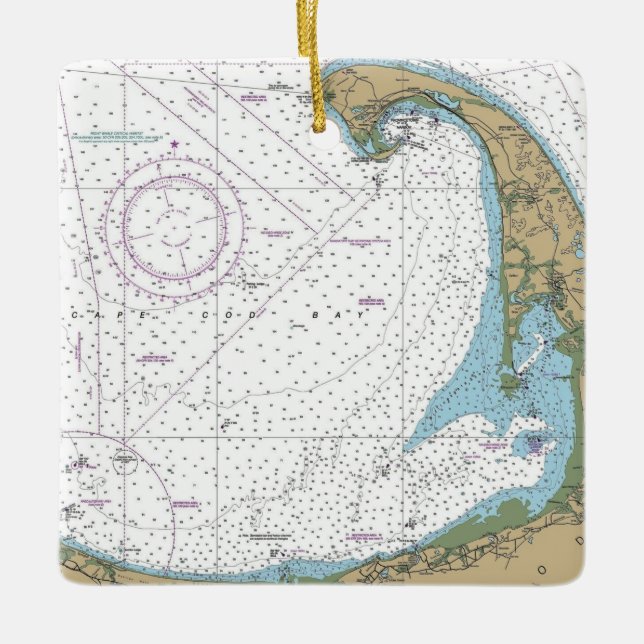 Cape Cod Bay Chart Ceramic Ornament (Front)