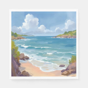 Cape Cod Beach Bay Ocean Painting Napkin