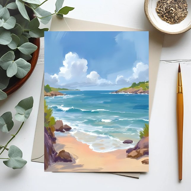 Cape Cod Beach Bay Ocean Painting Postcard (Creator Uploaded)