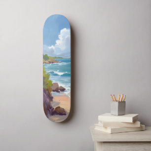 Cape Cod Beach Bay Ocean Painting Skateboard