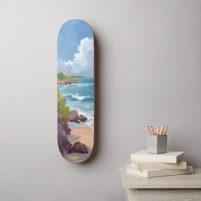 Cape Cod Beach Bay Ocean Painting Skateboard (Wall Art)