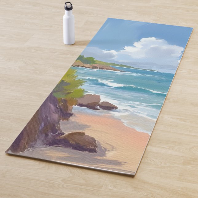 Cape Cod Beach Bay Ocean Painting Yoga Mat (In Situ)