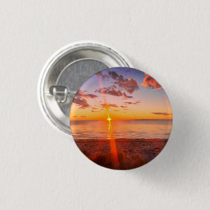 Cape Cod Beach Sunset Photo Pinback Button