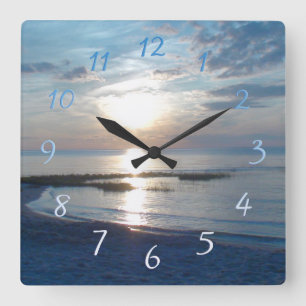 Cape Cod Beach Sunset Square Wall Clock