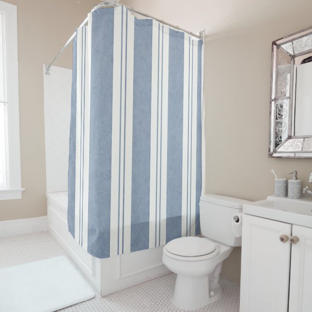 Cape Cod Blue Shower Curtain (In Situ)