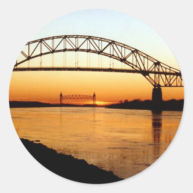 Cape Cod Bourne Bridge Classic Round Sticker (Front)