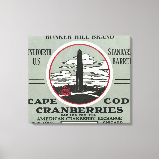 Cape Cod Bunker Hill Brand Cranberry Label Canvas Print (Front)