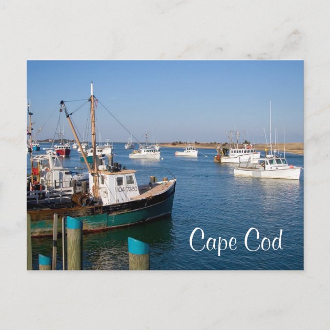 Cape Cod Chatham Mass Boats in Bay  Post Card (Front)