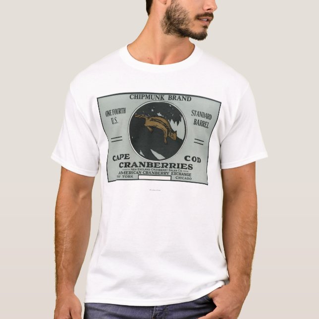 Cape Cod Chipmunk Brand Cranberry Label T-Shirt (Front)