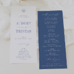 CAPE COD Coastal Wedding Programme<br><div class="desc">CAPE COD Coastal Blue,  wedding program. Features,  light blue typography and scallop seashell illustration on front with white typography and dusty navy-blue background backing.</div>