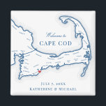 Cape Cod Destination Wedding Favour Magnet<br><div class="desc">Quick and Easy ordering! These Cape Cod map magnets make great Cape Cod wedding favours to include in your Cape Cod destination wedding welcome bags. Move the heart by clicking "Edit Using design tool" under "Personalise". Perfect for all the great wedding venues in on the Cape including the Club at...</div>