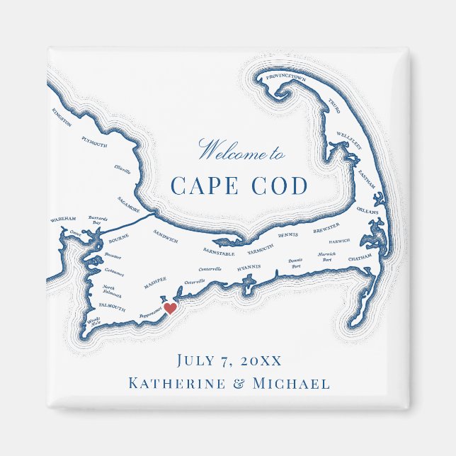 Cape Cod Destination Wedding Favour Magnet (Front)