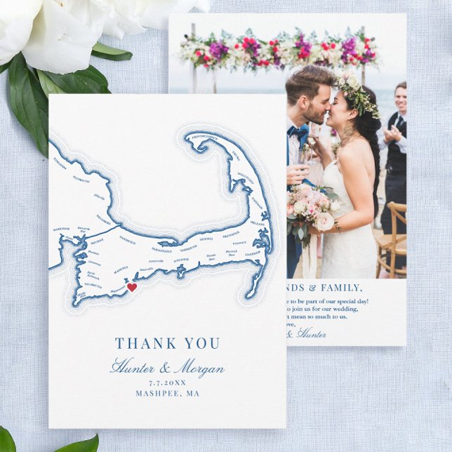 Cape Cod Destination Wedding Flat Thank You Card (These Cape Cod Destination Wedding thank you cards are perfect for your Popponesset Inn Wedding)