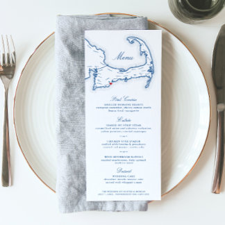 Cape Cod Destination Wedding Navy Blue Menu