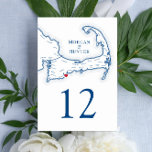 Cape Cod Destination Wedding  Table Number<br><div class="desc">These charming Cape Cod map table numbers are perfect for your Cape Cod destination wedding reception. They also make great table numbers for rehearsal dinners on Cape Cod or any other large party. The hand drawn map of Cape Cod includes Barnstable, Bourne, Brewster, Buzzards Bay, Cataumet, Centerville, Chatham, Dennis, Dennis...</div>