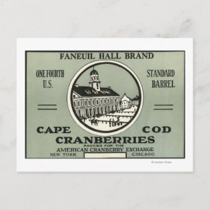 Cape Cod Faneuil Hall Brand Cranberry Label Postcard