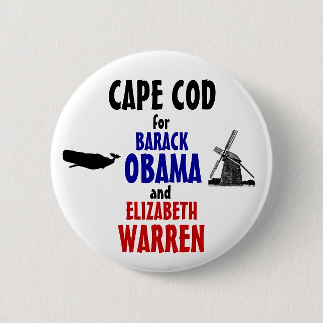 CAPE COD for Obama and Warren 2012 6 Cm Round Badge (Front)