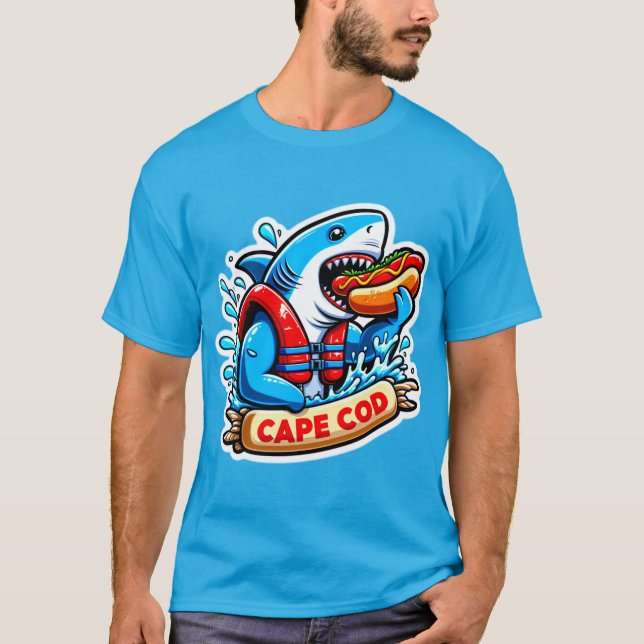 CAPE COD-GREAT WHITE EATING HOT DOG 2 T-Shirt (Front)